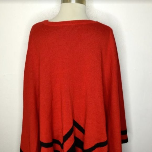 Colette Mordo Poncho Shawl Red/Black Wool Blend One Size Plus Limited Edition - Picture 11 of 12